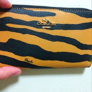 Coach Tiger Stripe Print Medium Zip Wallet